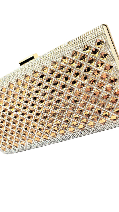 Mirrored Box Crystal Clutch Bag