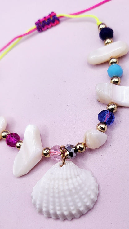 Beach Shell Beaded Pull Tie Anklet