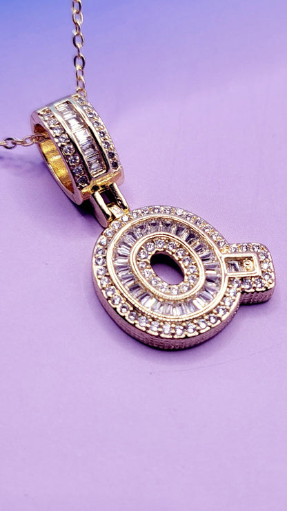 Crystal Initial Necklace Letter Q