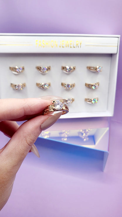 Forever Crystal Ring Gold Box set of 12