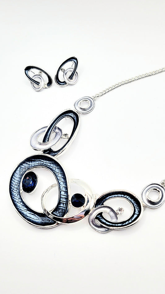 Abstract Crystal Necklace & Earrings Set
