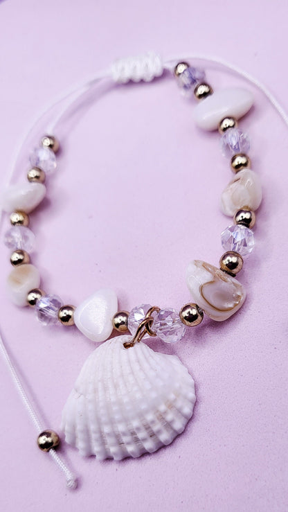 Beach Shell Beaded Pull Tie Anklet