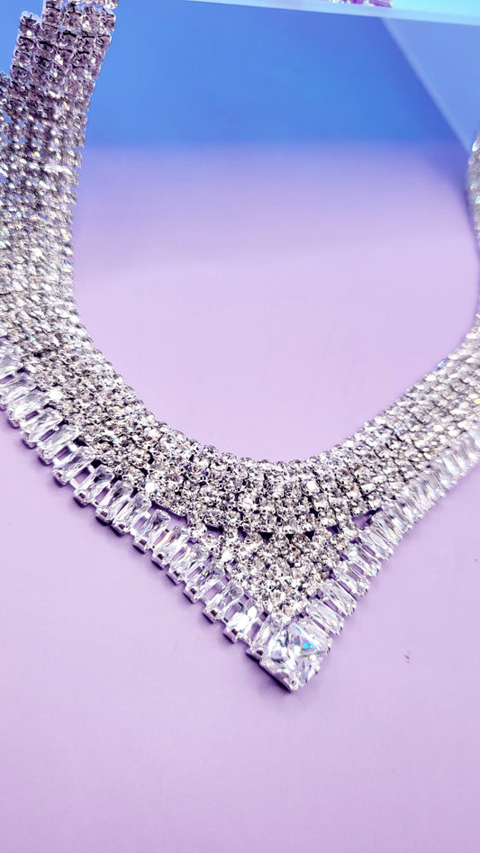 Queen Luxe Crystal Duo Necklace & Earrings