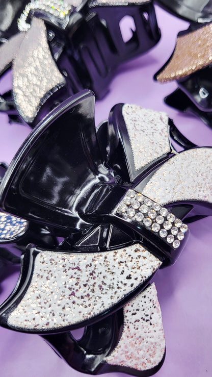 Crystal Bow Hair Clamps Pack of 12