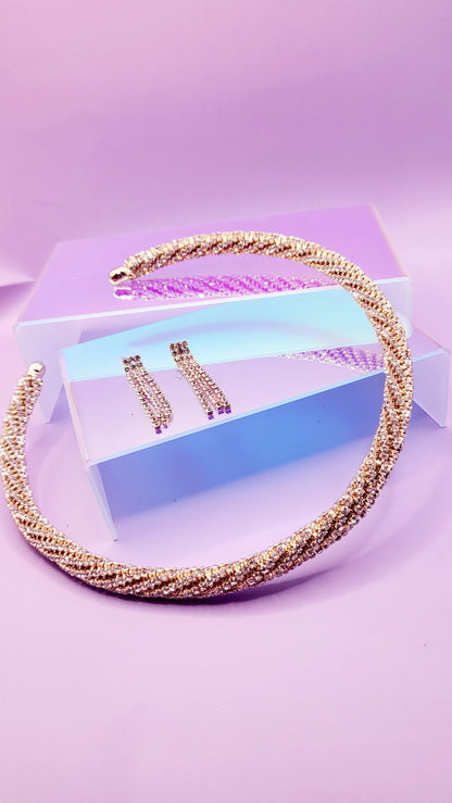 Glitz Rope Crystal Duo Choker & Earrings