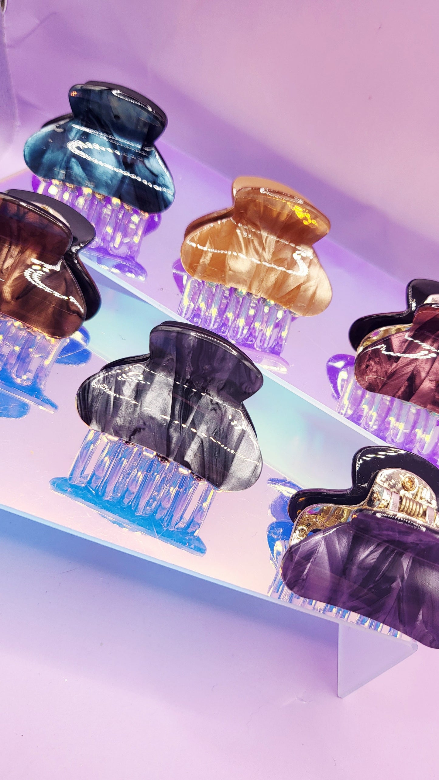 Glam Gloss Mini's Marble Hair Clamps Pack of 12