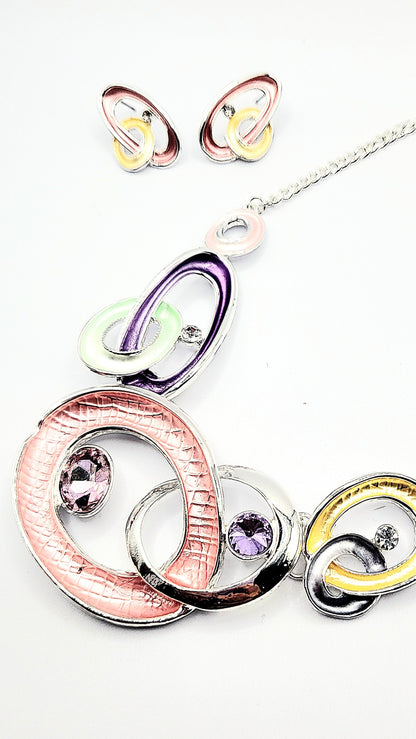 Abstract Crystal Necklace & Earrings Set