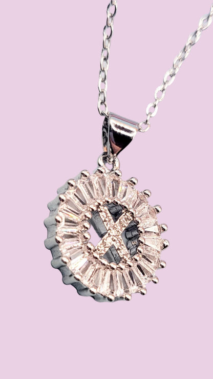 Crystal Initial Round Necklace