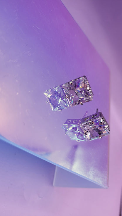 Square Crystal Stud Earrings