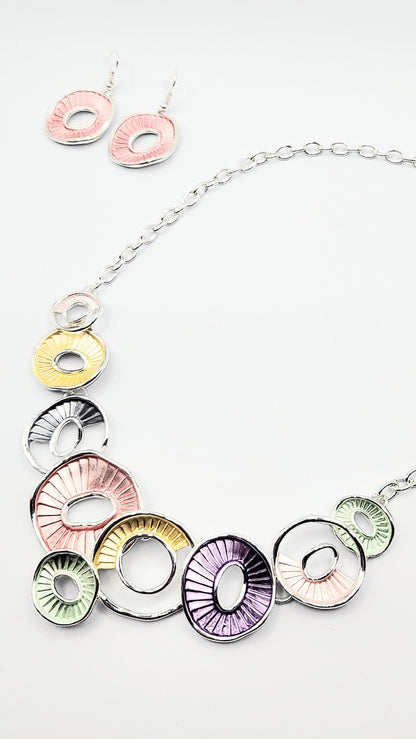 Abstract Oval Necklace & Earrings Set