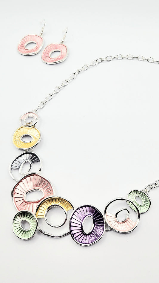 Abstract Oval Necklace & Earrings Set