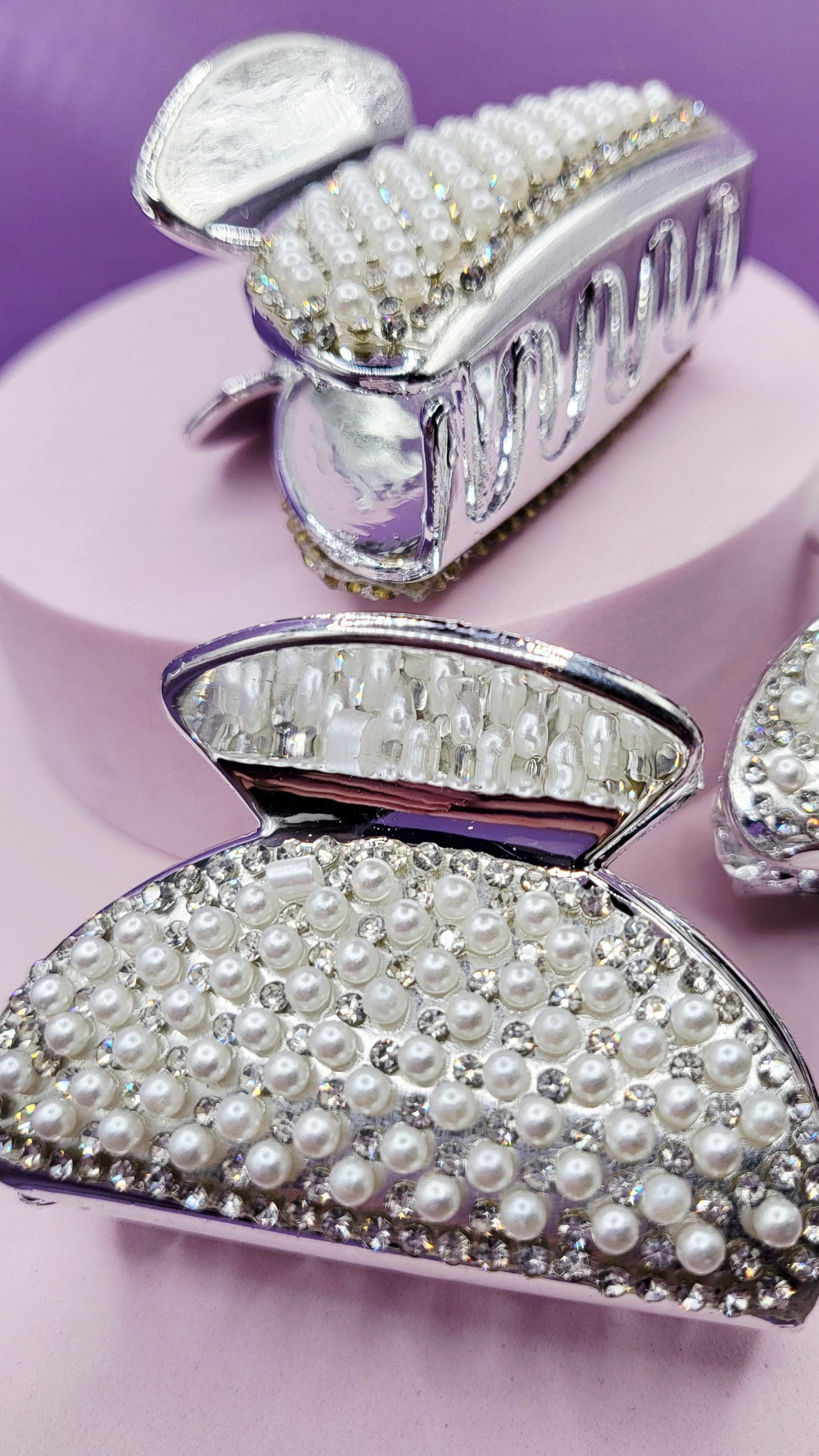 Crystal Pearl Hair Clamps Pack of 12