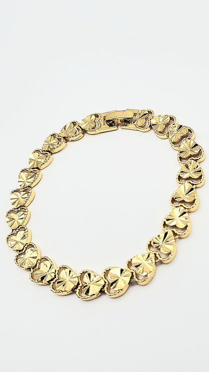 Elements Heart Link Shiny Gold Link Bracelet