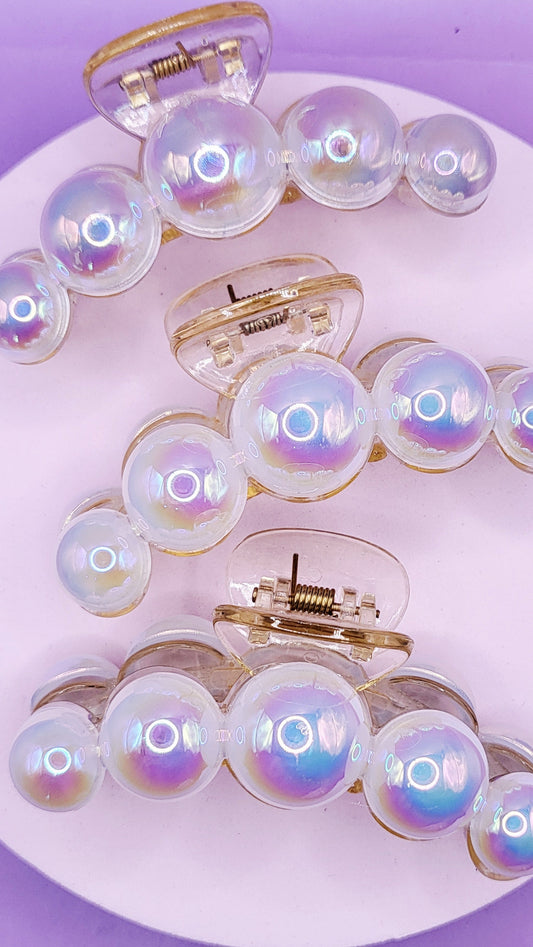 Iridescent Pearl Hair Clamps Pack of 12