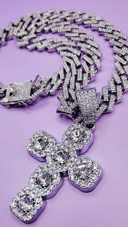 Iced Out Hip Hop Stainless Steel Cross Necklace