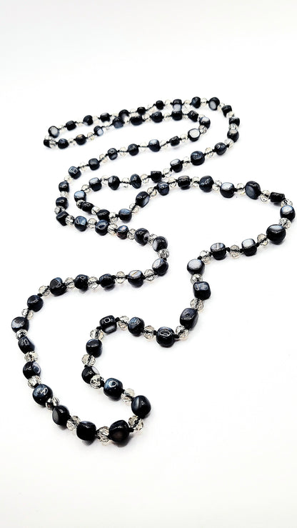 Resin Navy Boho Long Beaded Necklace