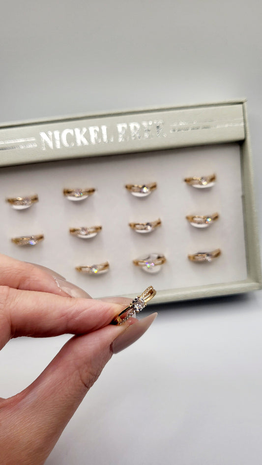 Darling Crystal Ring Gold Box set of 12