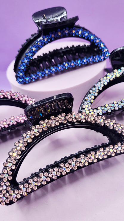 Flower Crystal Hair Clamps Pack of 12