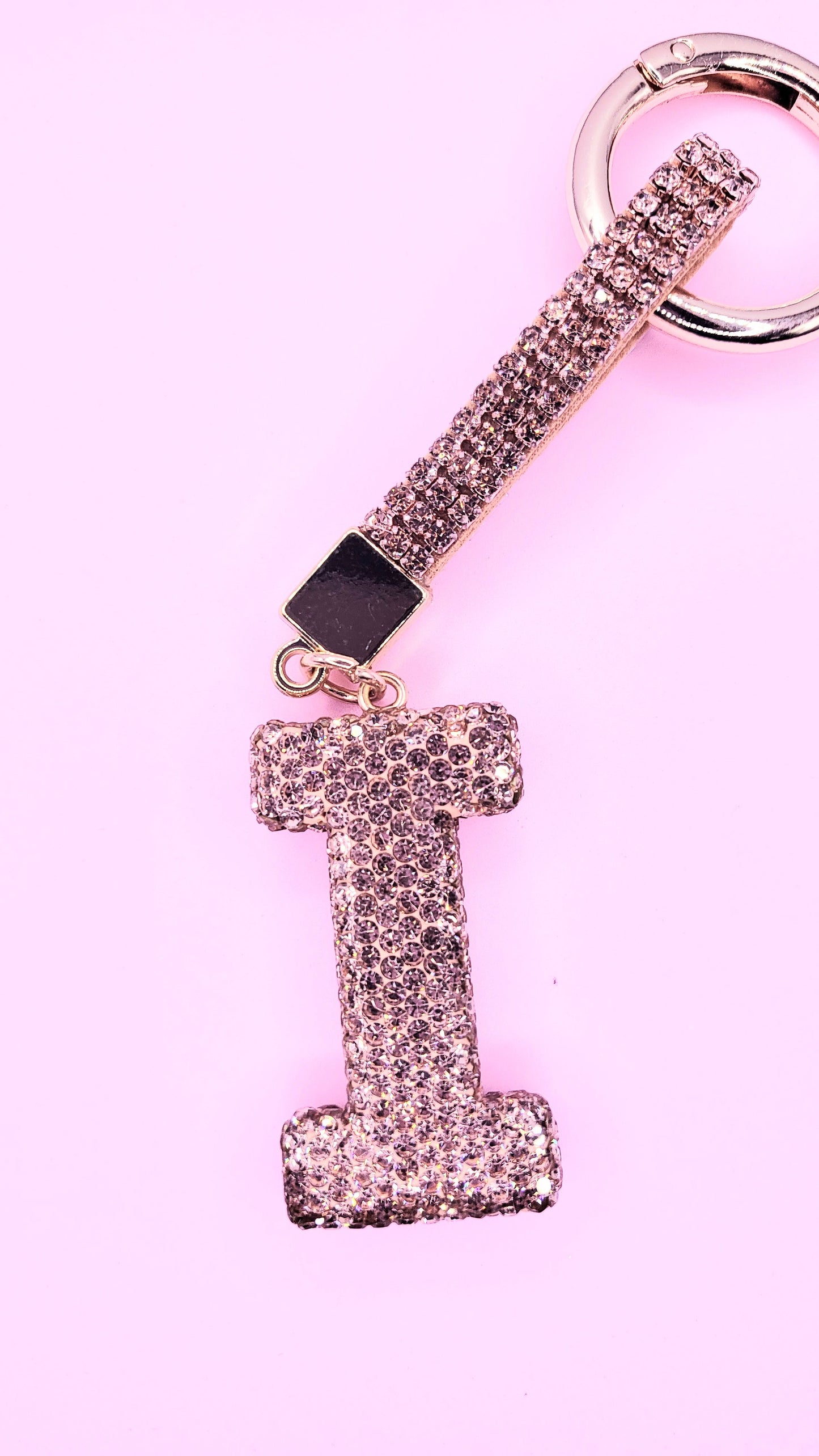 Initial Letter Rose Gold Crystal Glam Key Ring