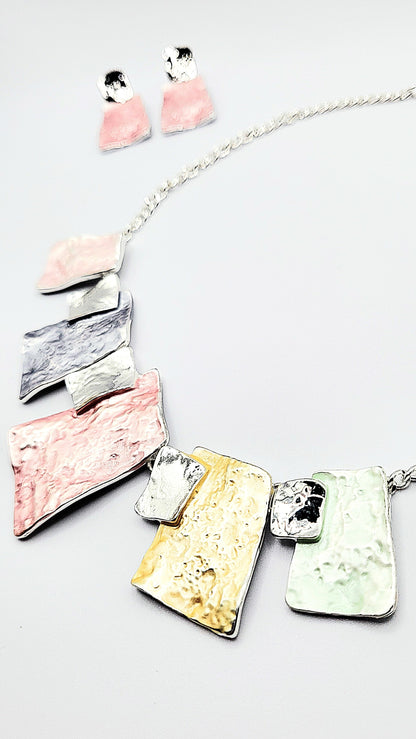 Abstract Squares Necklace & Earrings Set