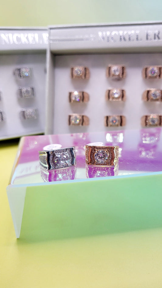 Men's Iced Out Crystal Box Set of 12 Rings