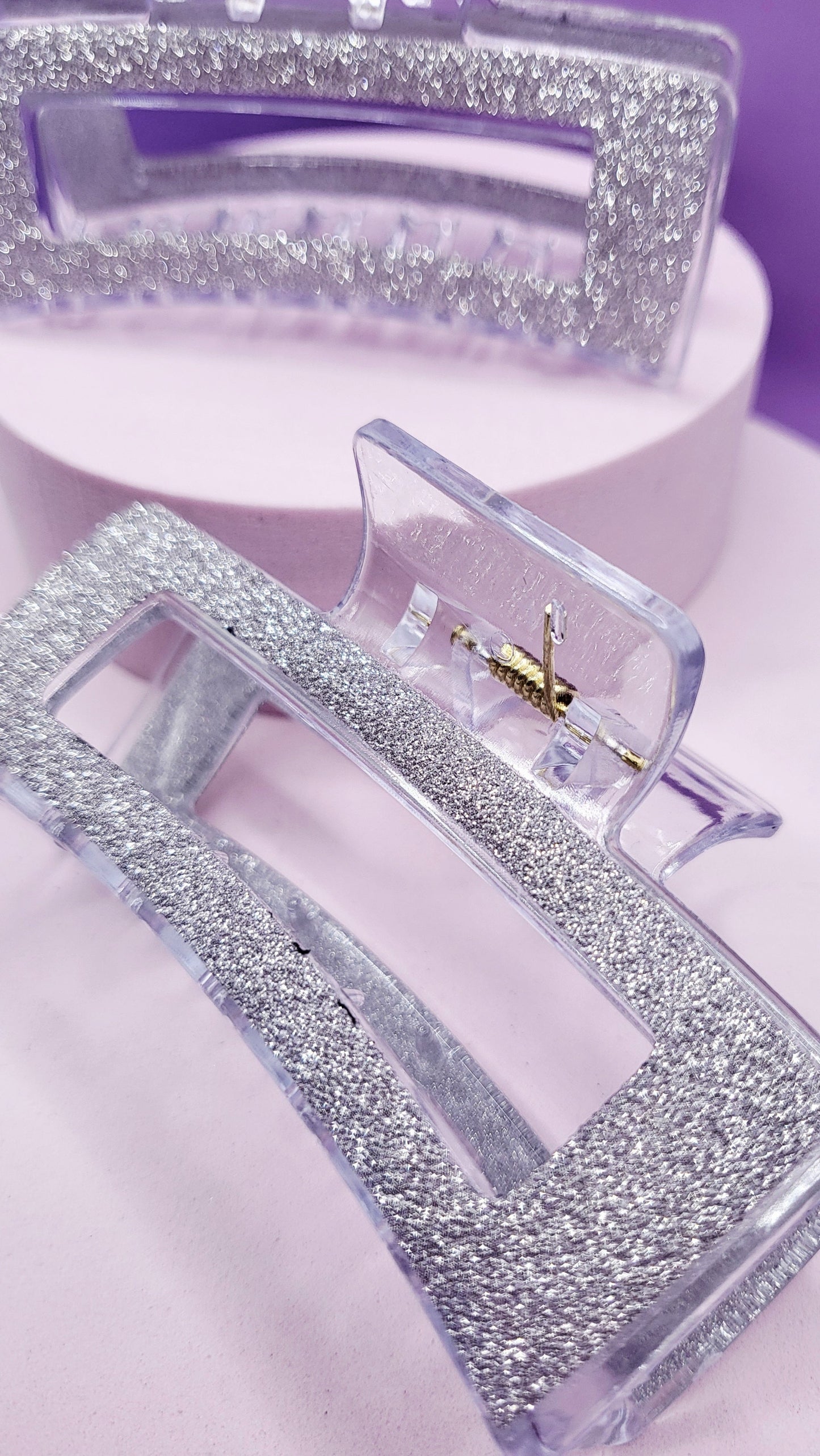 Glitter Silver Hair Clamps Pack of 12