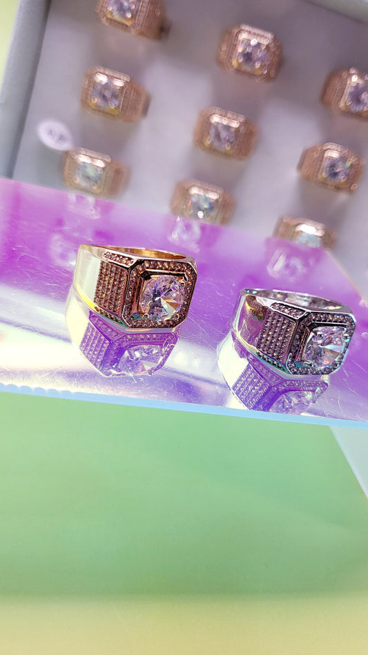 Men's Iced Out Crystal Box Set of 12 Rings