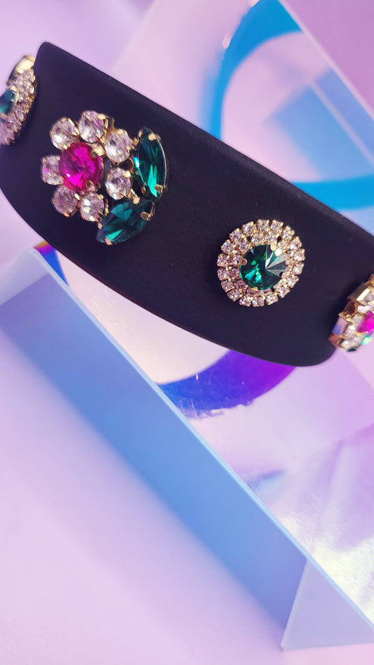 Black Flower Crystal Hair band