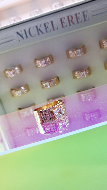 Men's Iced Out Crystal Box Set of 12 Rings