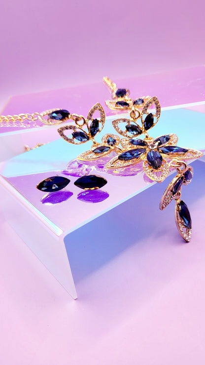 Petal Chain Crystal Duo Necklace & Earrings