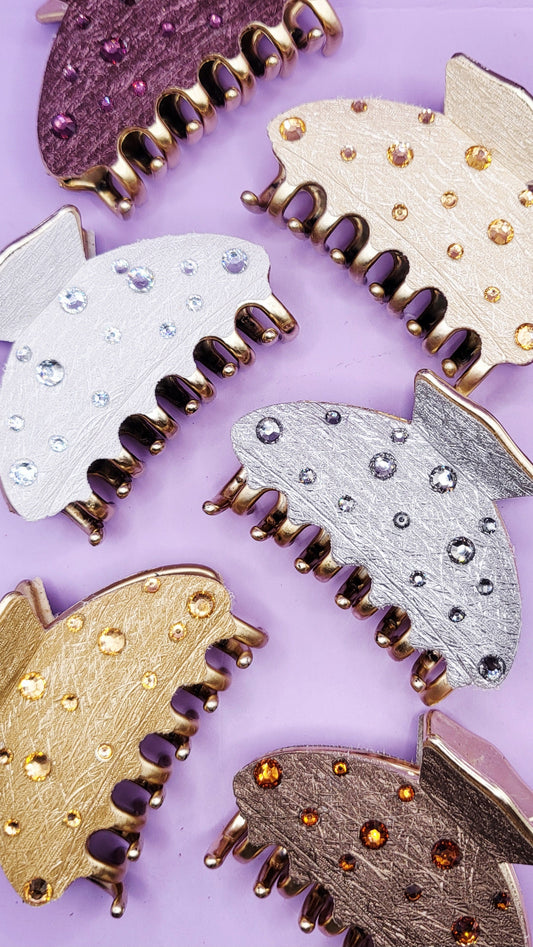Jewelled Crystal Curve Hair Clamps Pack of 12