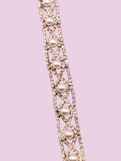 Gold Pearl Crystal Bracelet
