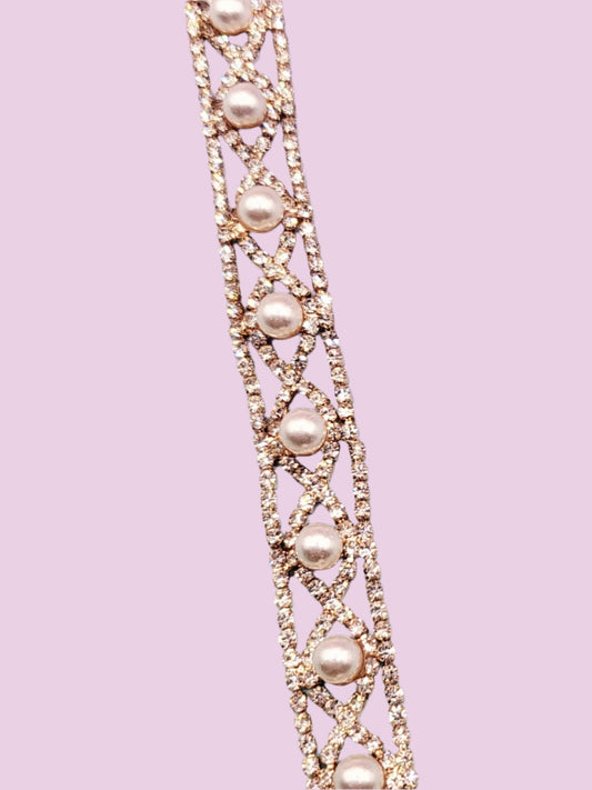 Gold Pearl Crystal Bracelet