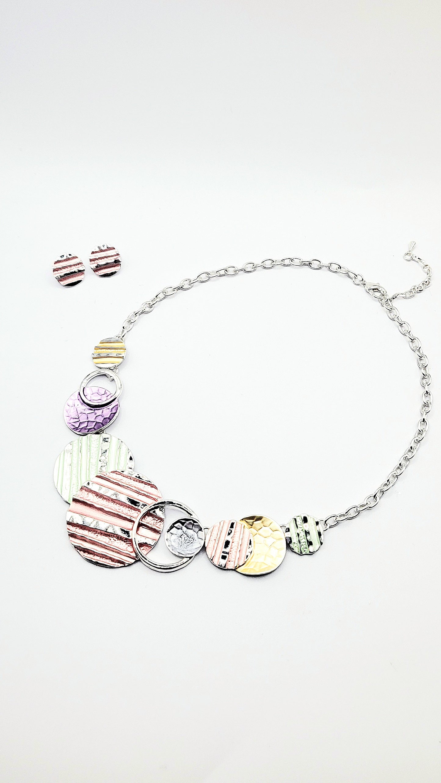 Abstract Disc Necklace & Earrings Set