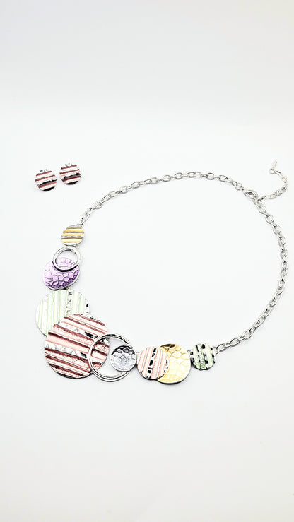 Abstract Disc Necklace & Earrings Set