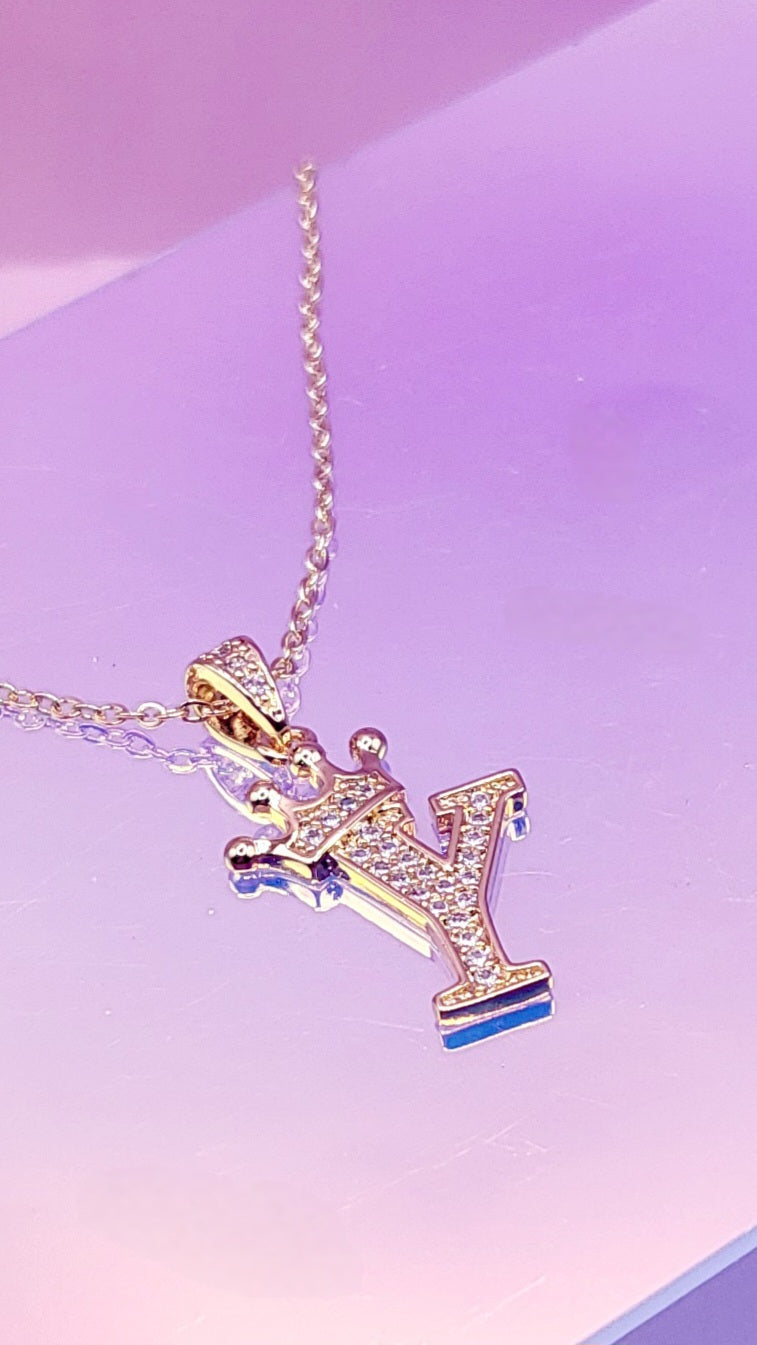 Initial Crystal Queen Necklace