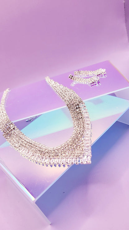 Queen Luxe Crystal Duo Necklace & Earrings