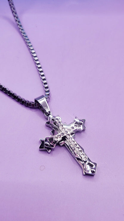 Graceful Silver Cross Necklace