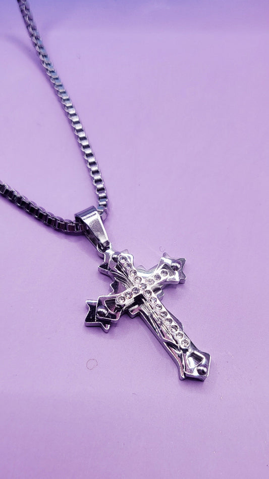 Graceful Silver Cross Necklace