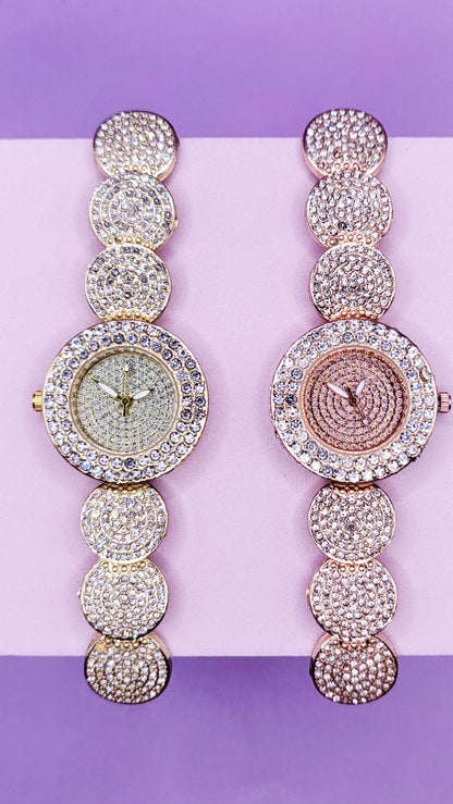 Crystal Luxe Round Link Watch