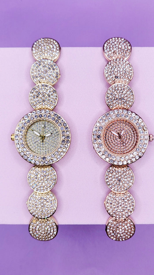 Crystal Luxe Round Link Watch