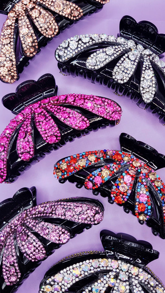 Queen Crystal Hair Clamps Pack of 12