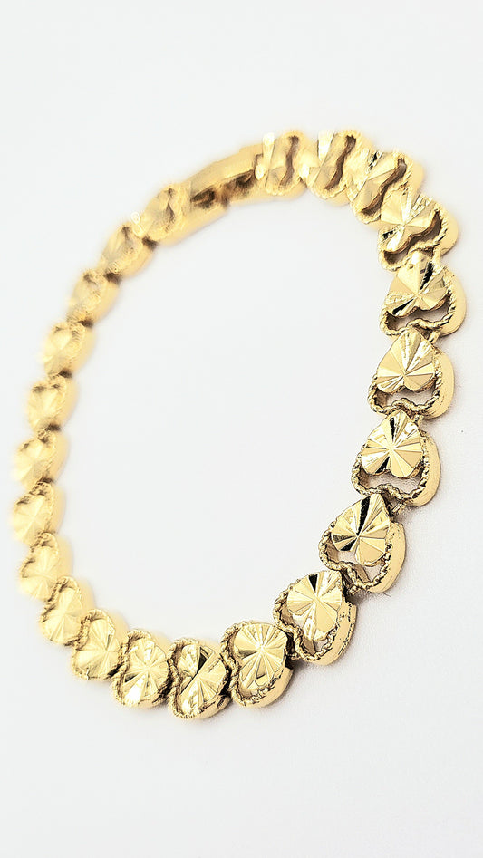 Elements Heart Link Shiny Gold Link Bracelet