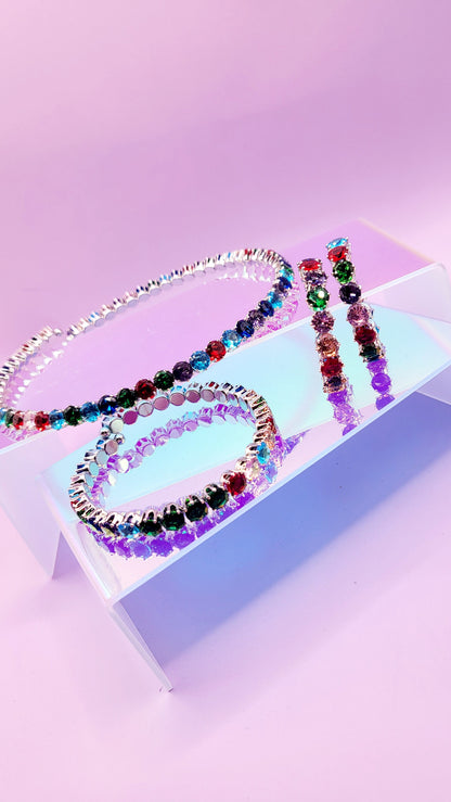 Aura Crystal Trio Choker, Bracelet & Earrings