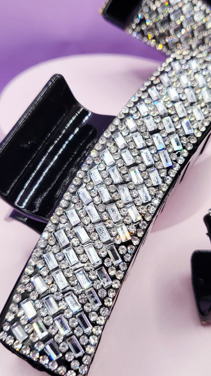 Mirrored Crystal Oblong Hair Clamps Pack of 12