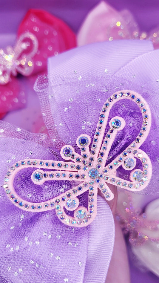 Crystal Butterfly Hair Bow Clip Slide Pack of 12