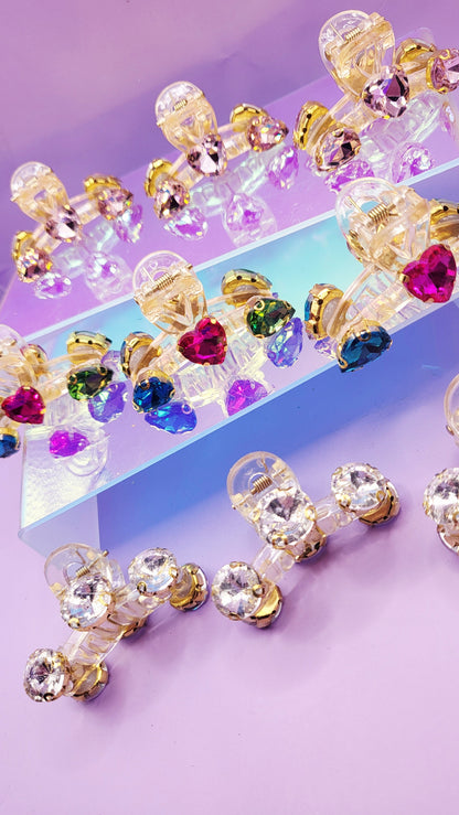 Crystal Luxe Pink Hair Clamps Pack of 12