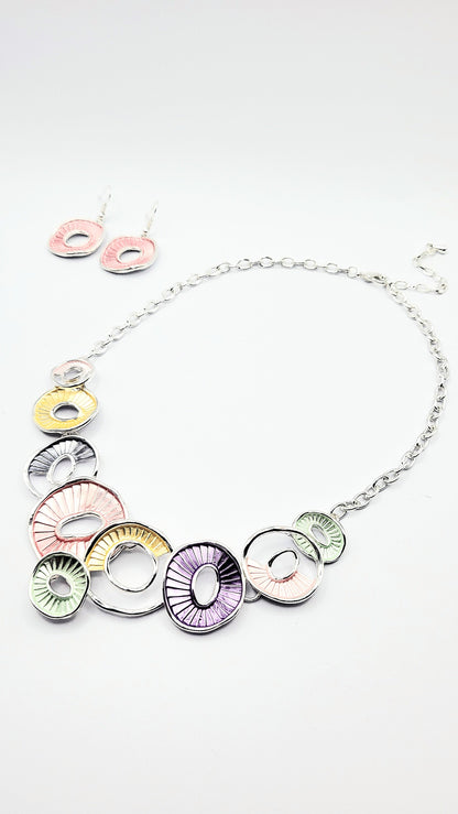 Abstract Oval Necklace & Earrings Set