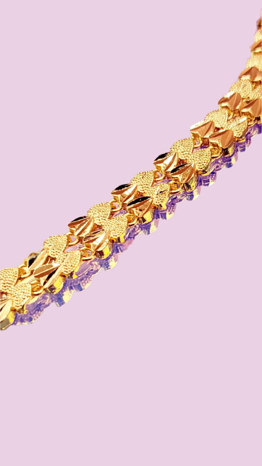 Hearts Shiny Gold Link Bracelet