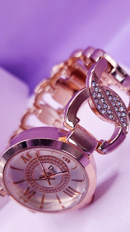Iced Out Luxe Round Link Watch